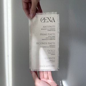 Daylight Linen Place Menu | Znaki ślubne | Znaki na wydarzenia | Znaki niestandardowe | Dekoracje lniane | Naturalna tkanina lniana | Luksus + len