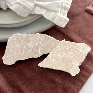 Sunset Travertine Place Cards | Wedding Signs | Event Signs | Custom Signs | Travertine Decor | Natural Travertine Stone | Luxe + Linen