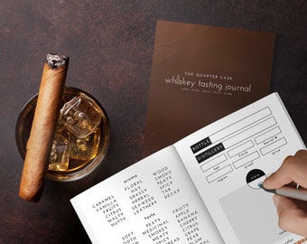 The Quarter Cask Whiskey Tasting Journal | 125 Tasting Sheets | Leather Look | Whiskey Tasting | Gifts for Him | Whiskey Lover Gift