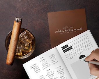 The Octave Whiskey Tasting Journal | 50 Tasting Sheets | Leather Look | Whiskey Tasting | Gifts for Him | Whiskey Lover Gift