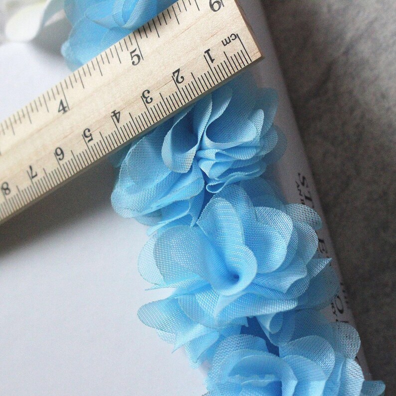 5yards 3D Chiffon Rosette Blossom Trim Chiffon Fabric Flowers wedding decors 3d rose flowers trim prop backdrop handmade chiffon flowers 5CM