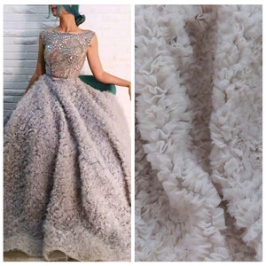 haute couture bridesmaide dress nude pink ruffled faric shabby rosette fabric wedding photography backdrop 3D pleated fabric