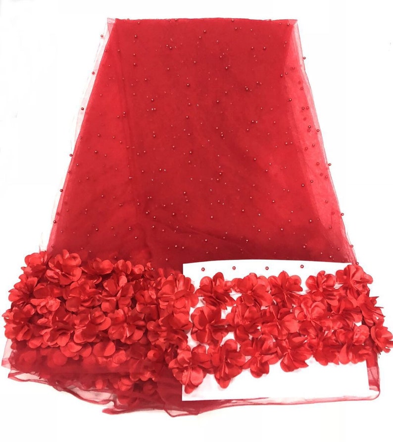 5yards new 3d flower with beads on mesh guipure lace fabric elegent wedding dress lace fabric
