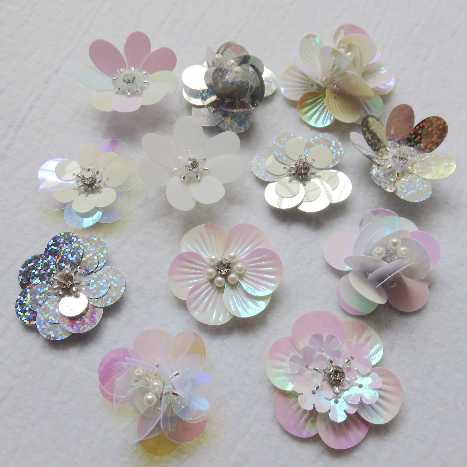 20pieces 3D Sequin Flowers Handmade Sewon Patches DIY Wedding Etsy