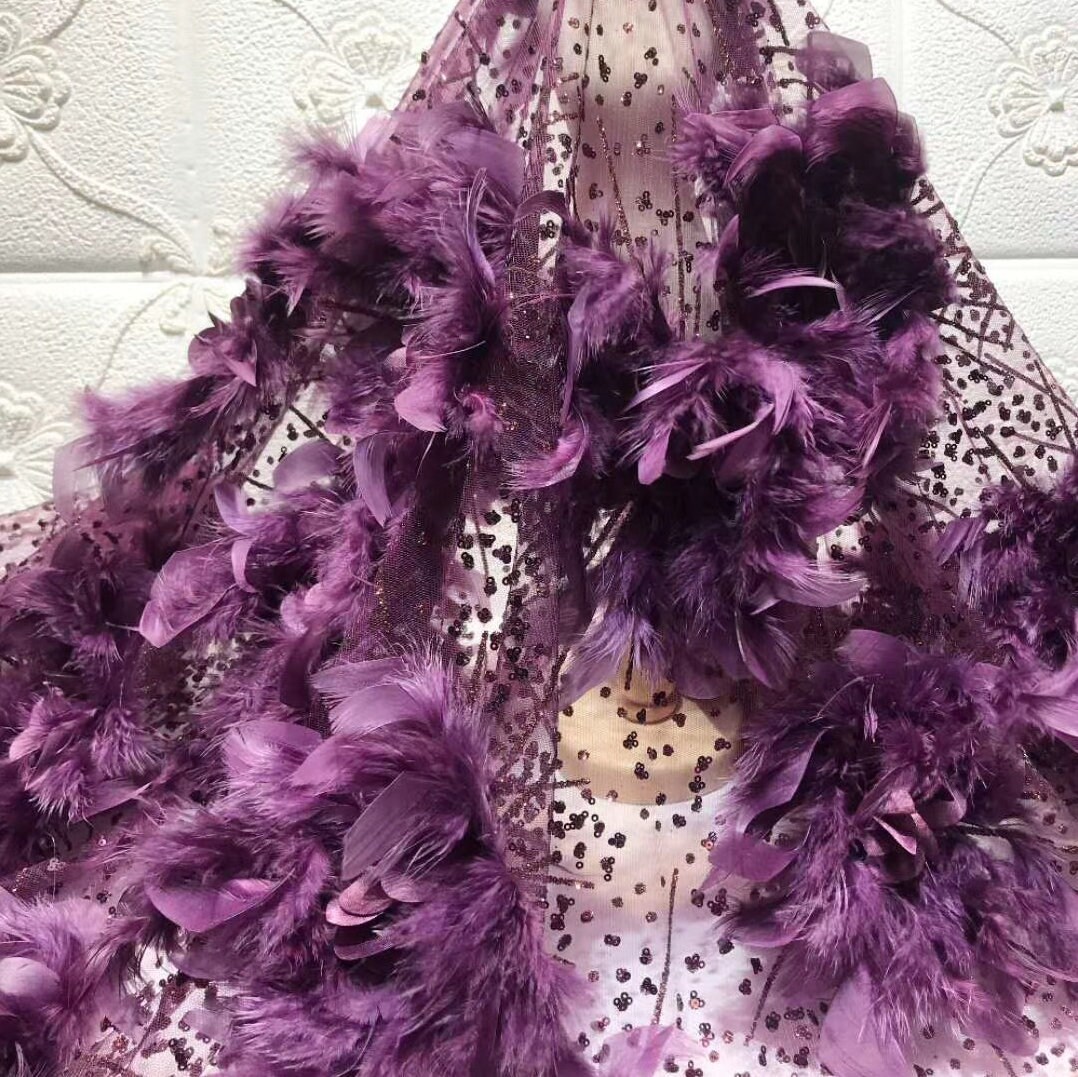 3D Feather Tassel Haute Couture Lace Fabric Tulle Lace for Etsy