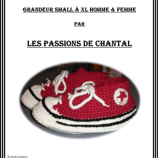 Patron Chaussette Style Convers Petit à XL Homme & Femme-- Français PDF