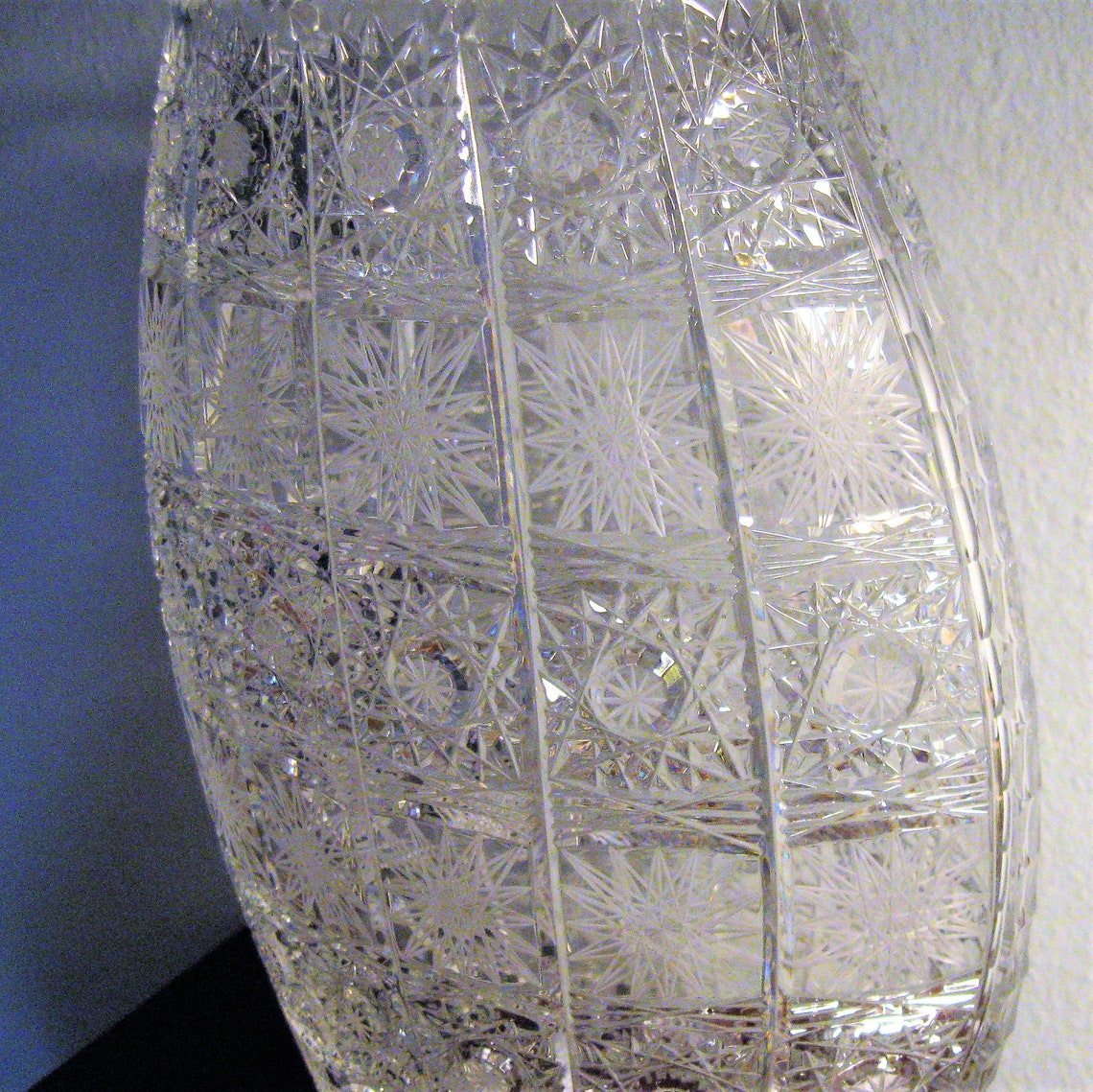 Heavy Bohemian Crystal Queen Lace Cut Glass Oval Vase Etsy