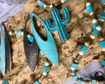 Turquoise Catcus Jewelry Set