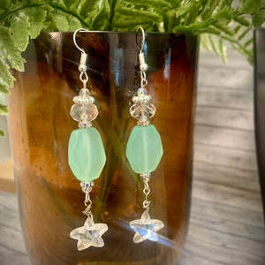 Glass Star Dangle Earrings
