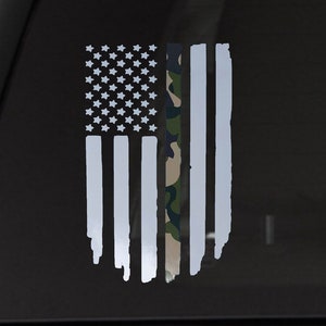 Military Thin Green Line Camo USA Flag Vinyl Car Decal