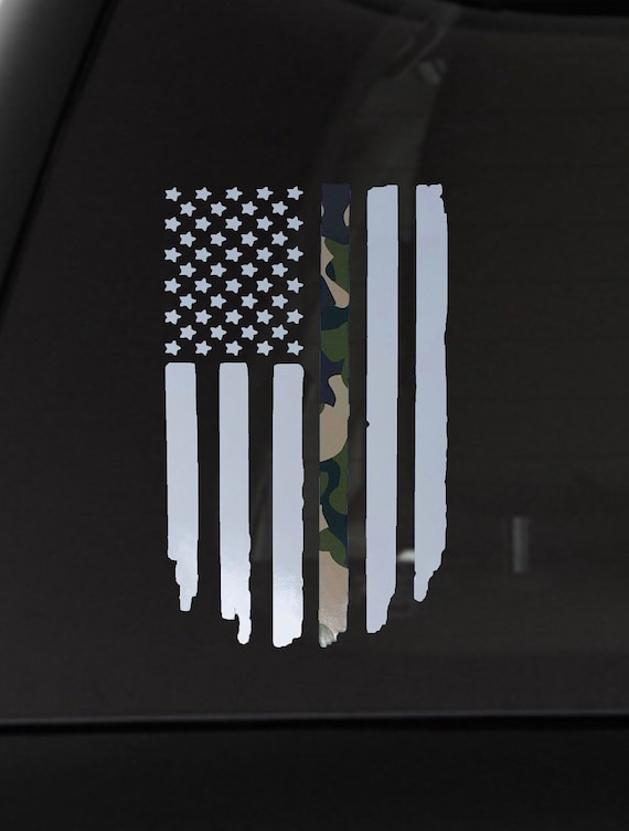 Military Thin Green Line Camo USA Flag Vinyl Car Decal