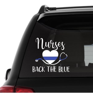 Sticker stéthoscope fine ligne bleue avec infirmiere