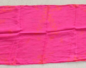 15x60" tie dye 8mm habotai silk scarf, fuchia red and orange