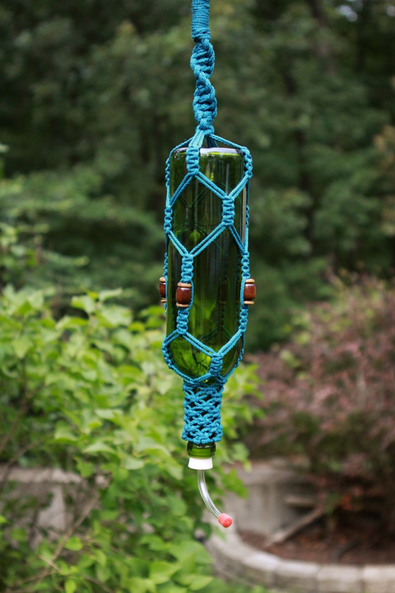 Macrame wine bottle Hummingbird Feeder Etsy