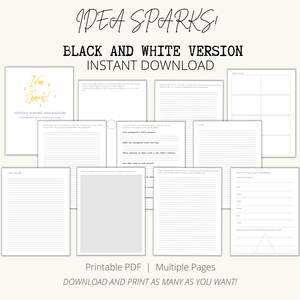Idea sparks - Writing Prompts and Exercises Journal--Color AND Black and White versions
