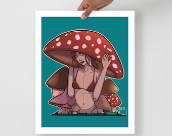 Mushroom Girl Matte Paper Art Print | midnitemidnight