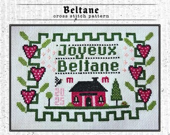 Beltane Cross Stitch Pattern PDF: Spring Sabbat Witchy Embroidery (Digital Download)