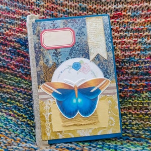 Blue Butterfly Junk Journal. Repurposed/ Altered Vintage Book.