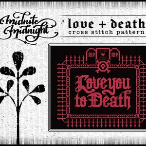 Love + Death Cross Stitch Pattern PDF. Witchy, Goth, Alt Counted Cross Stitch Digital Pattern.