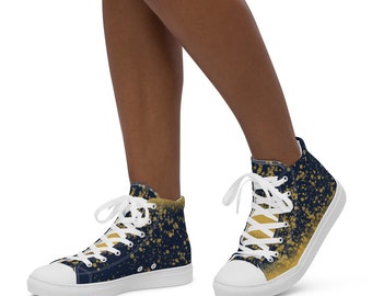 Golden Powder Blue Marble Canvas Shoes