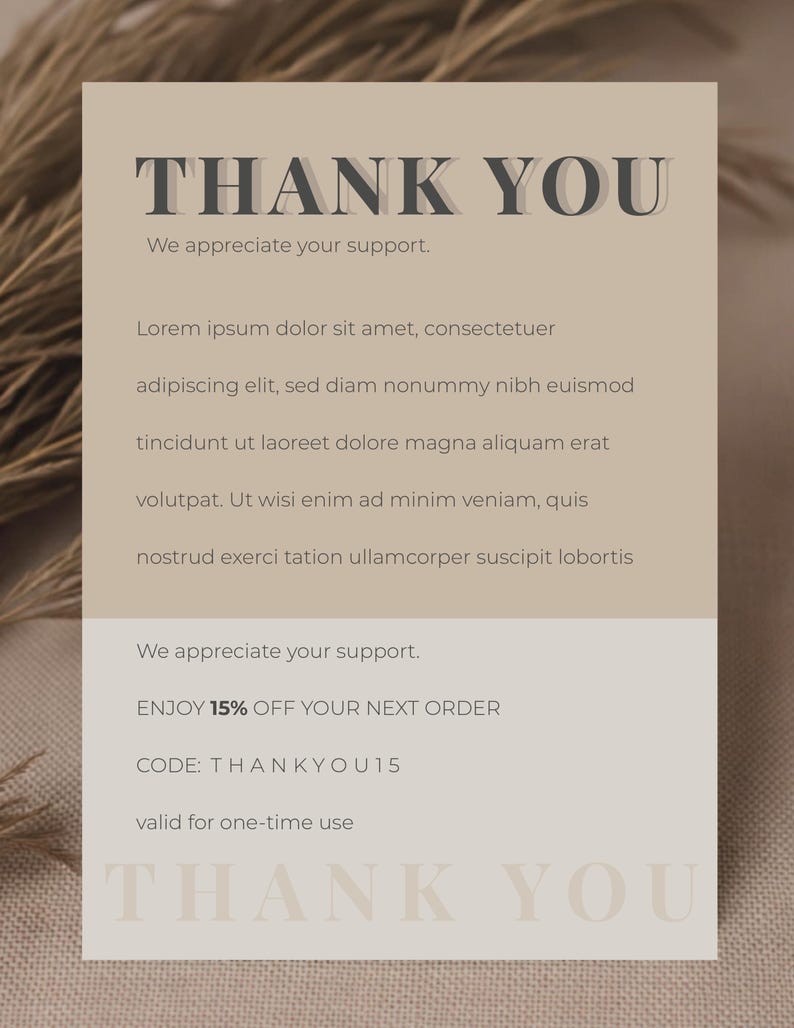 Thanks Section Printable Thank You Card | Small Business Packaging Insert (instant ...