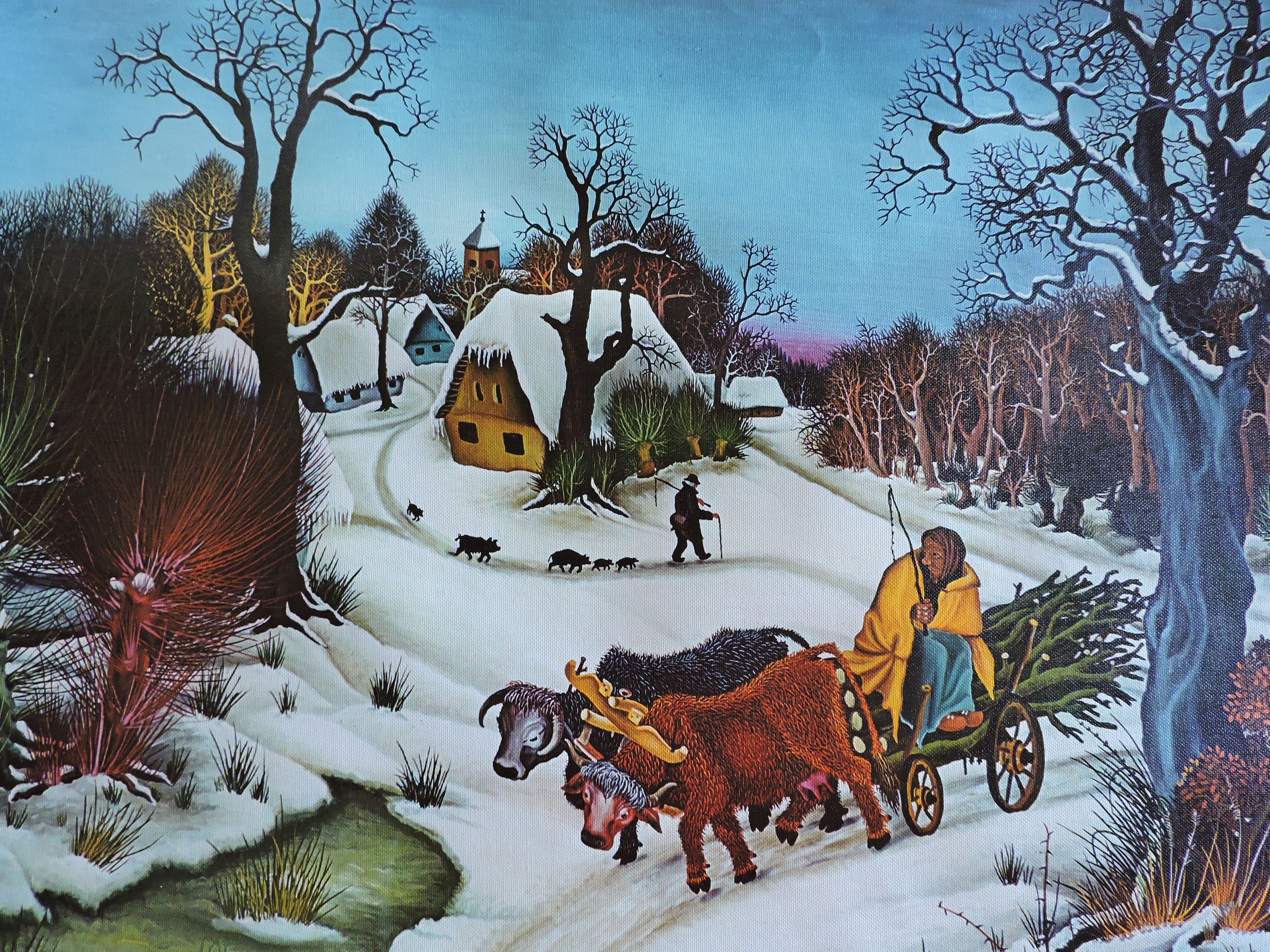 Vintage Croatian Naive Art Print Unframed Art Print Etsy