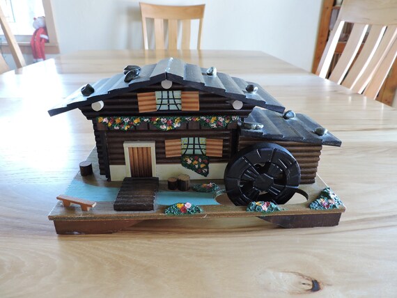 Swiss Chalet Jewelry Box, Vintage Wooden Music Box
