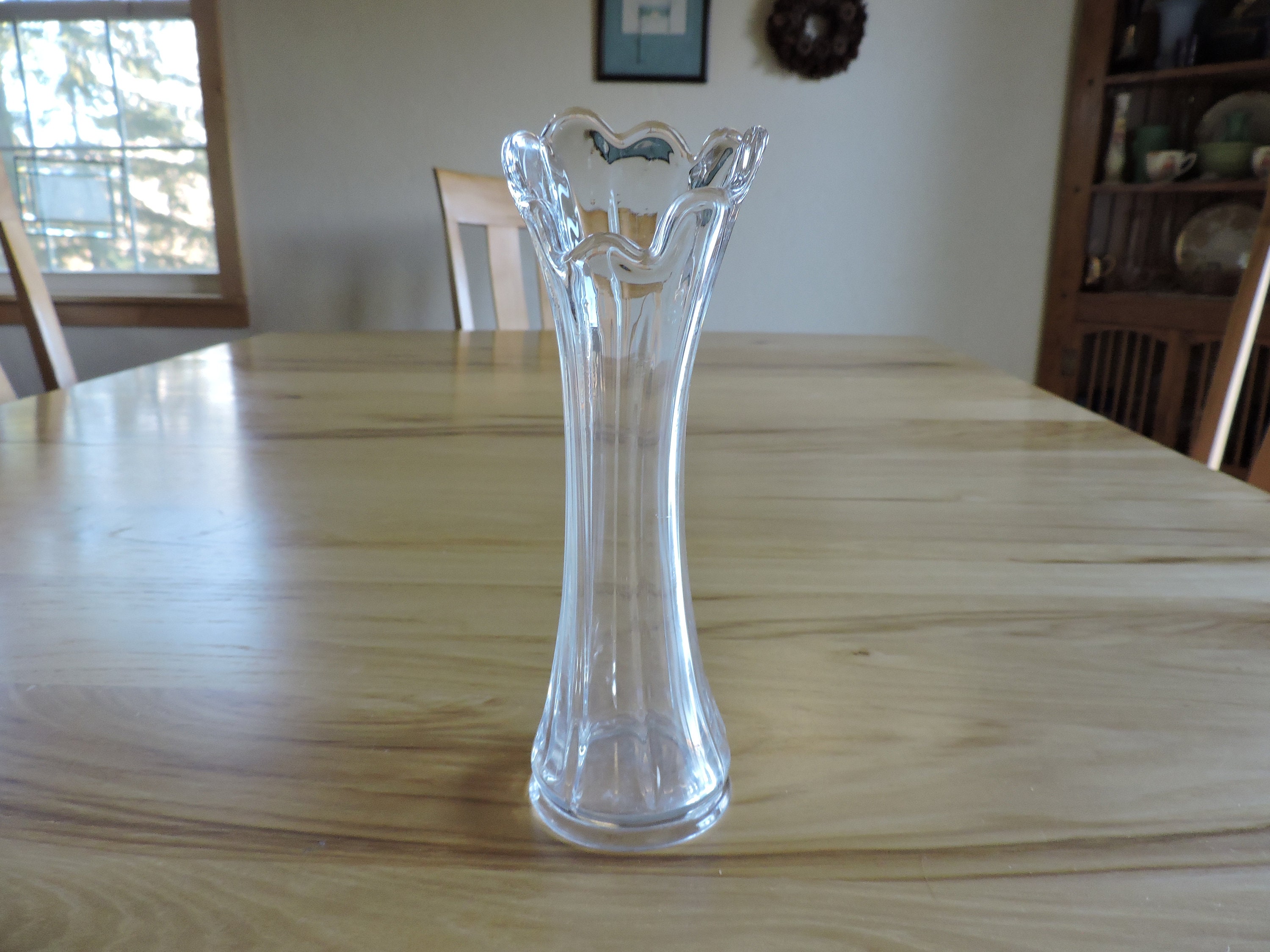 Swung Glass Bud Vase Antique Clear Glass Bud Vase Ribbed Etsy