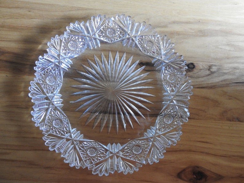 Cut Glass Plate Vintage Cut Crystal Luncheon Plate Brilliant Etsy