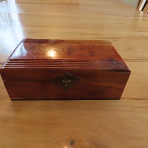 Adorable Jewelray or Trinket Box Cedar Keepsake Box Vintage Cedar Box w/ Dainty Yellow Flowers Small Wooden Jewelry Box w/ Brass Hinges