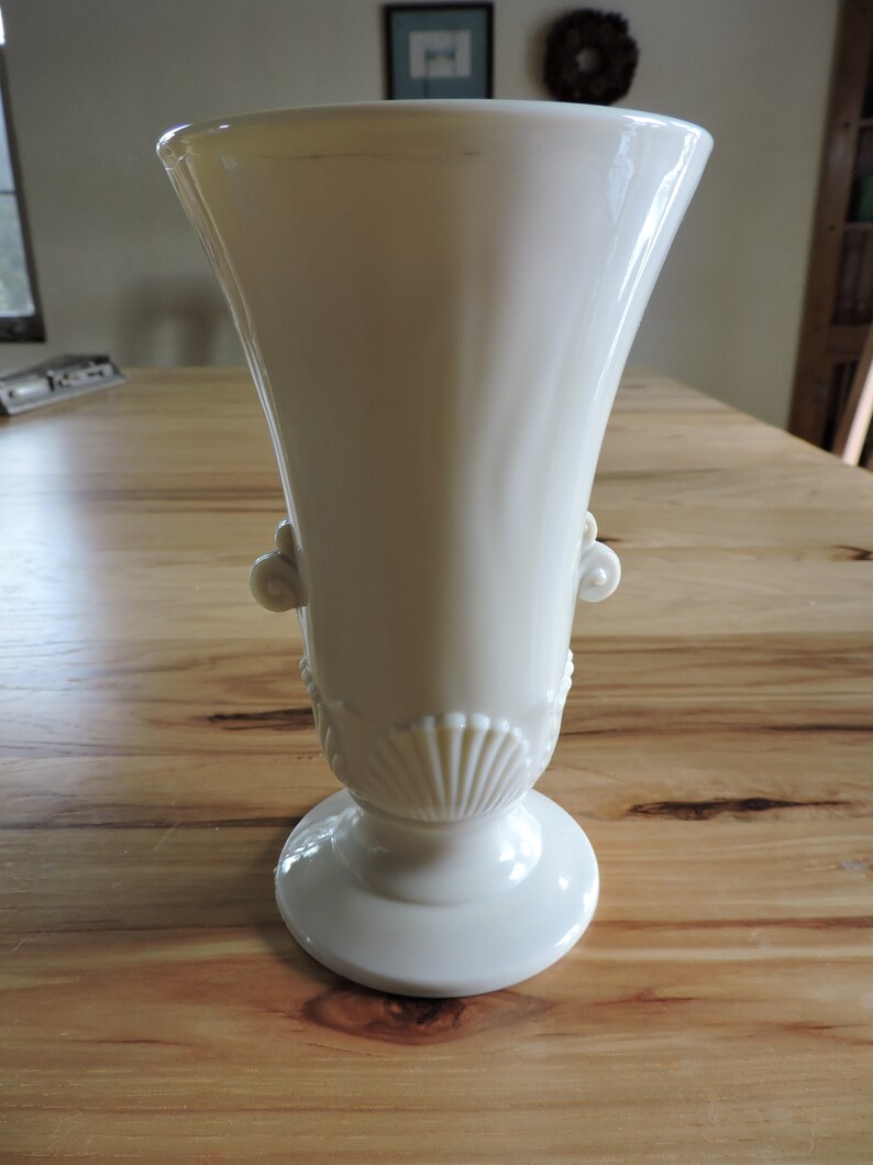 Art Deco Milk Glass Vase Vintage White Art Deco Glass Vase Etsy