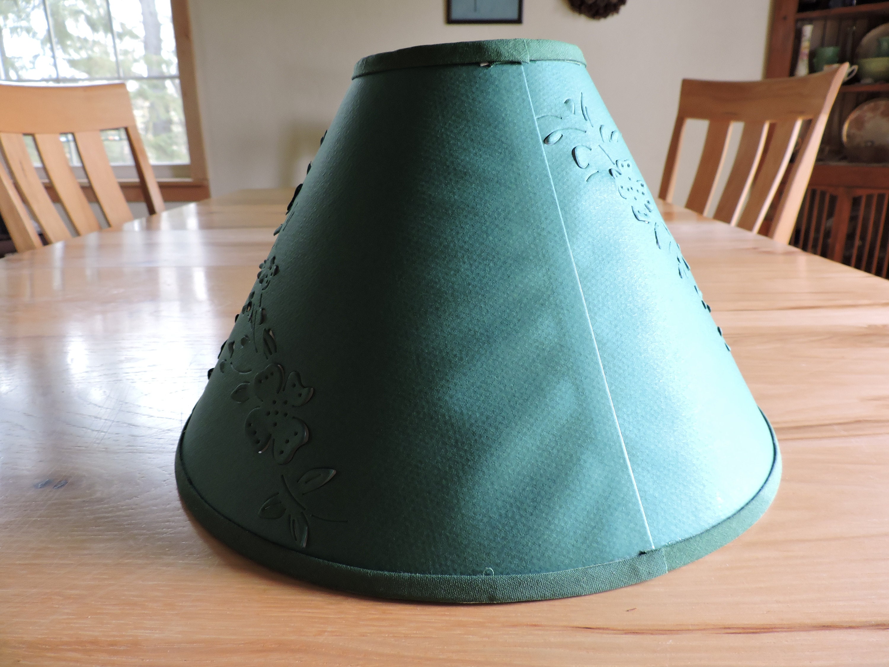 Forest Green Lamp Shade Hand Cut Paper Lamp Shade w/ Floral Etsy