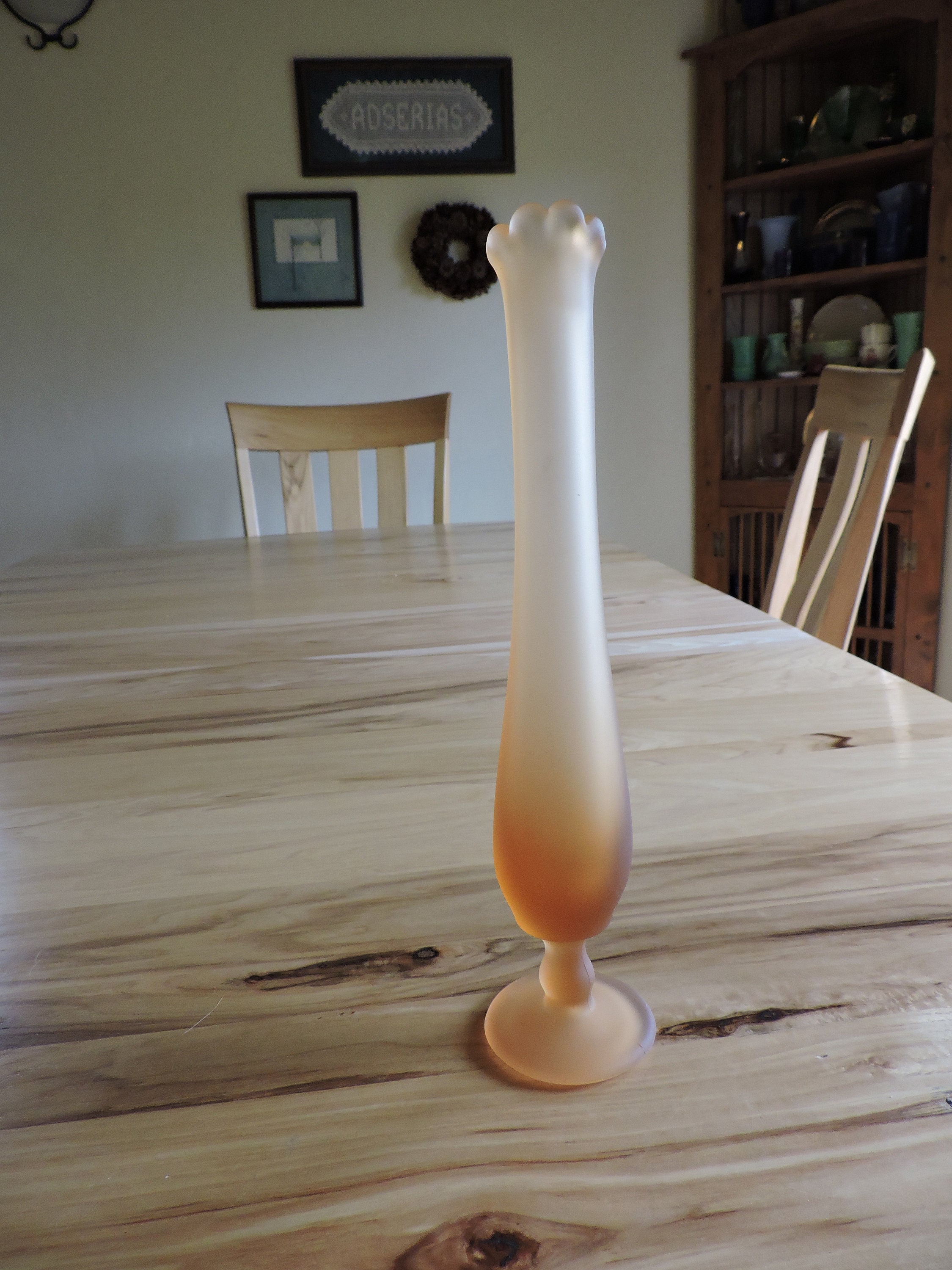 Frosted Amber Bud Vase 11 Tall Bud Vase MidCentury Etsy