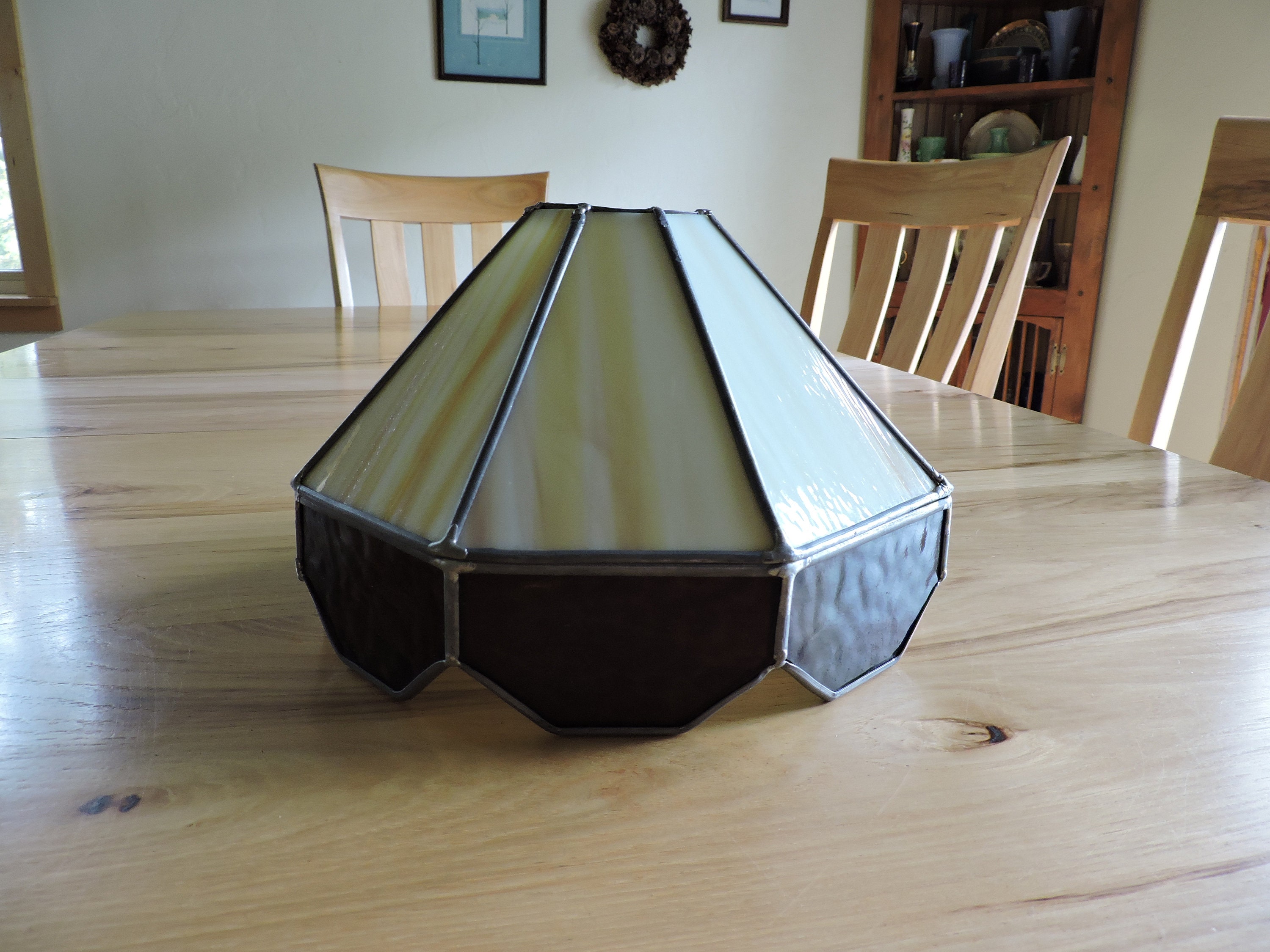 Stained Glass Lamp Shade Vintage Beige Stained Glass Lamp Etsy Ireland