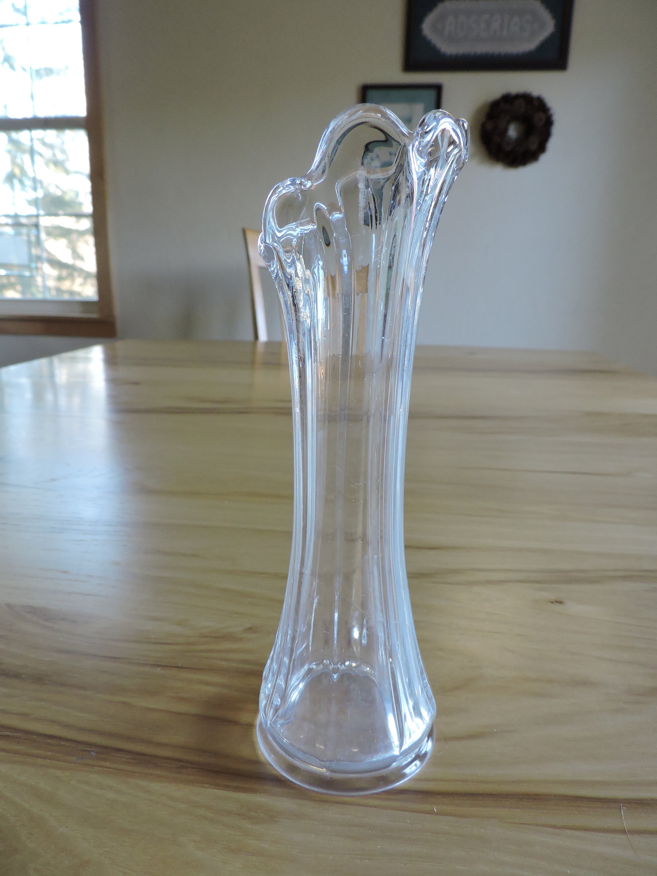 Swung Glass Bud Vase Antique Clear Glass Bud Vase Ribbed Etsy