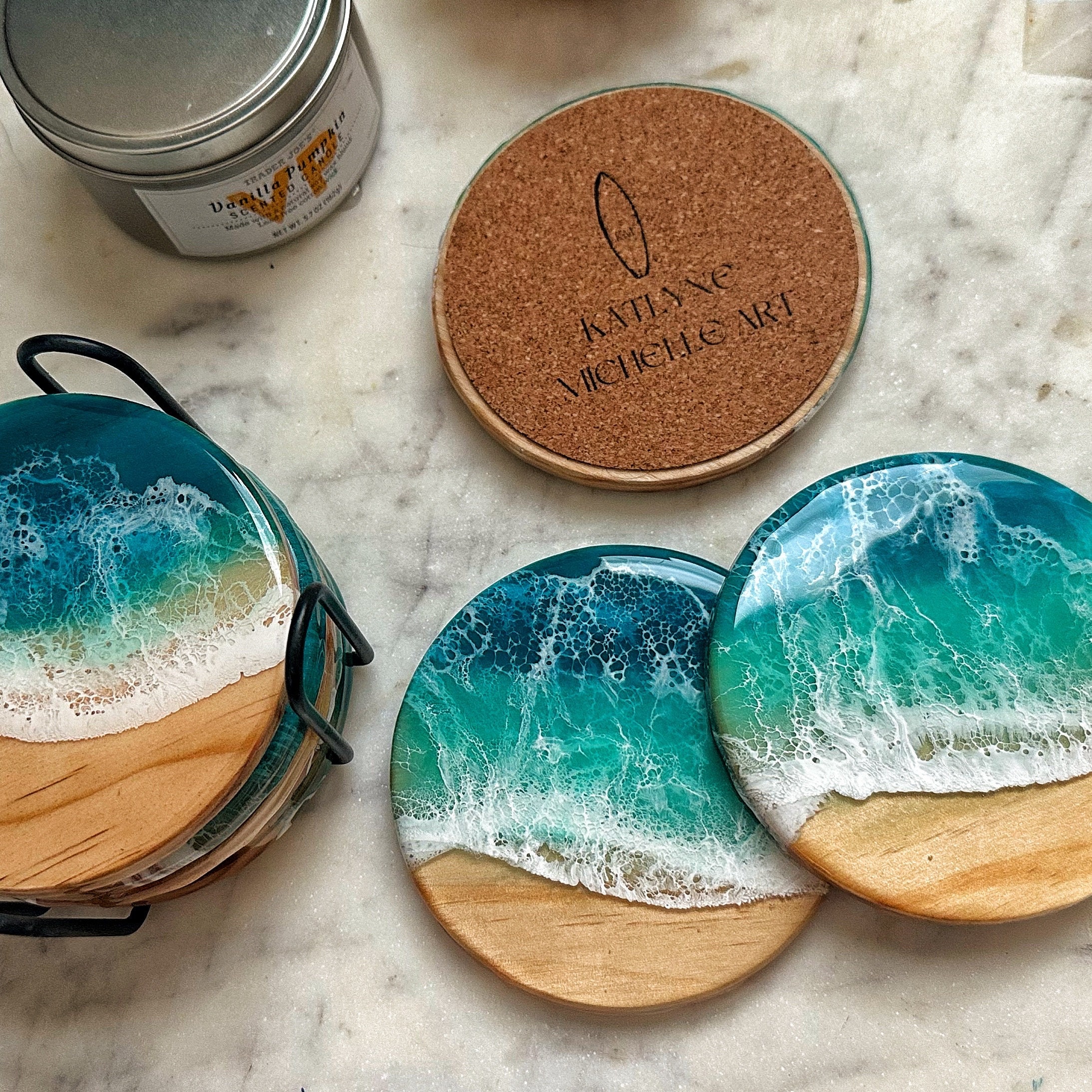 WAVES COASTERS set of 4 ceramic coasters