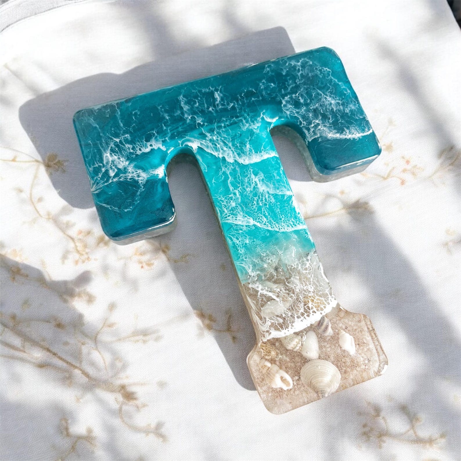 Ocean Designed Epoxy Letter | 7 Inch | Hand Crafted Coastal Epoxy ...