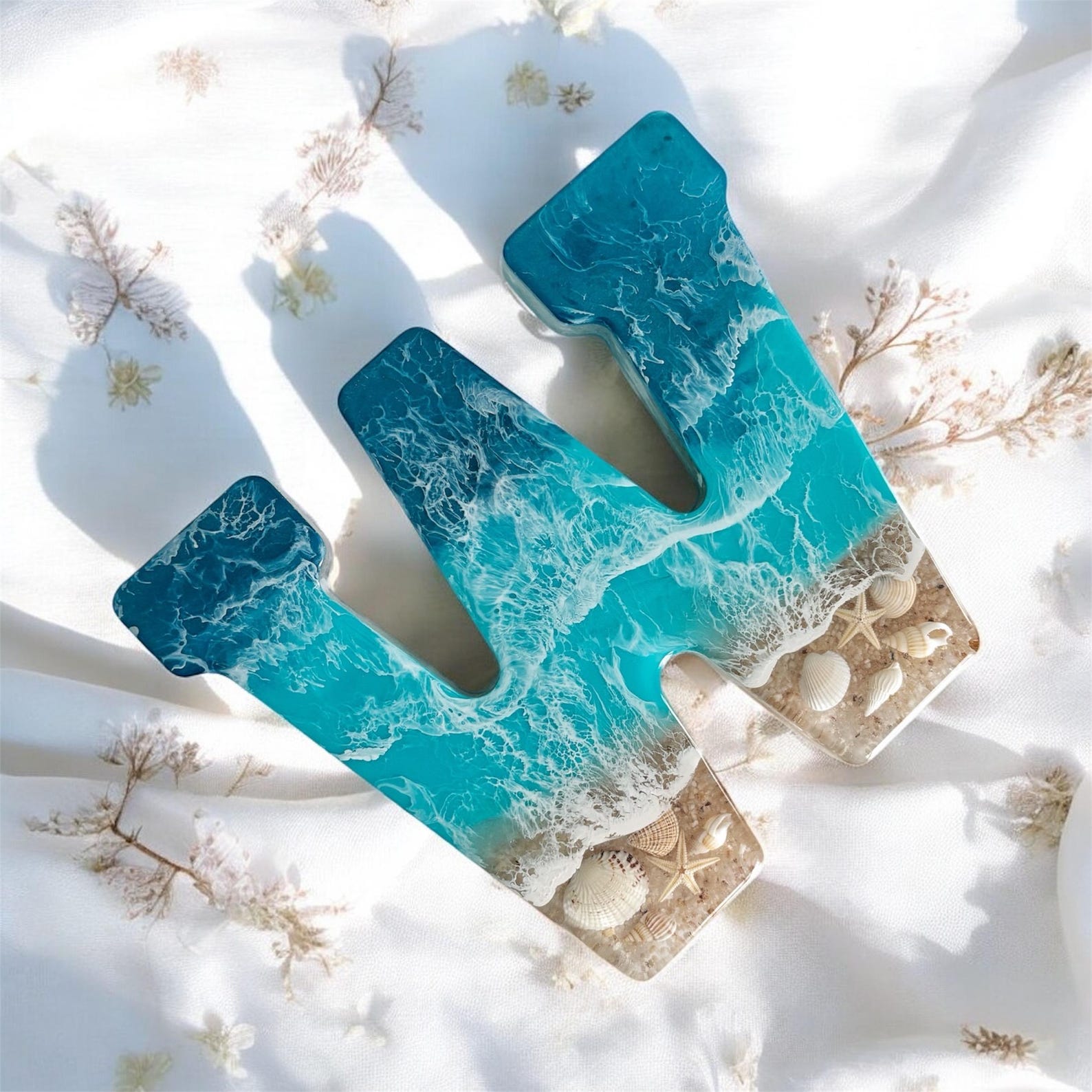 Ocean Designed Epoxy Letter | 7 Inch | Hand Crafted Coastal Epoxy ...