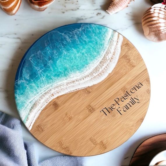 Personalized Ocean Style Turn Table  | Engraved | Wedding Gift for Couple | Engagement | Housewarming | Mother’s Day Gift