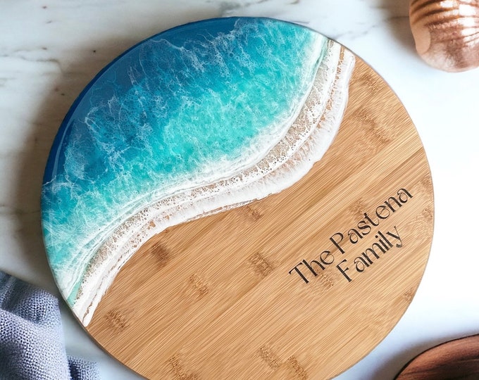 Personalized Ocean Style Turn Table  | Engraved | Wedding Gift for Couple | Engagement | Housewarming | Mother’s Day Gift