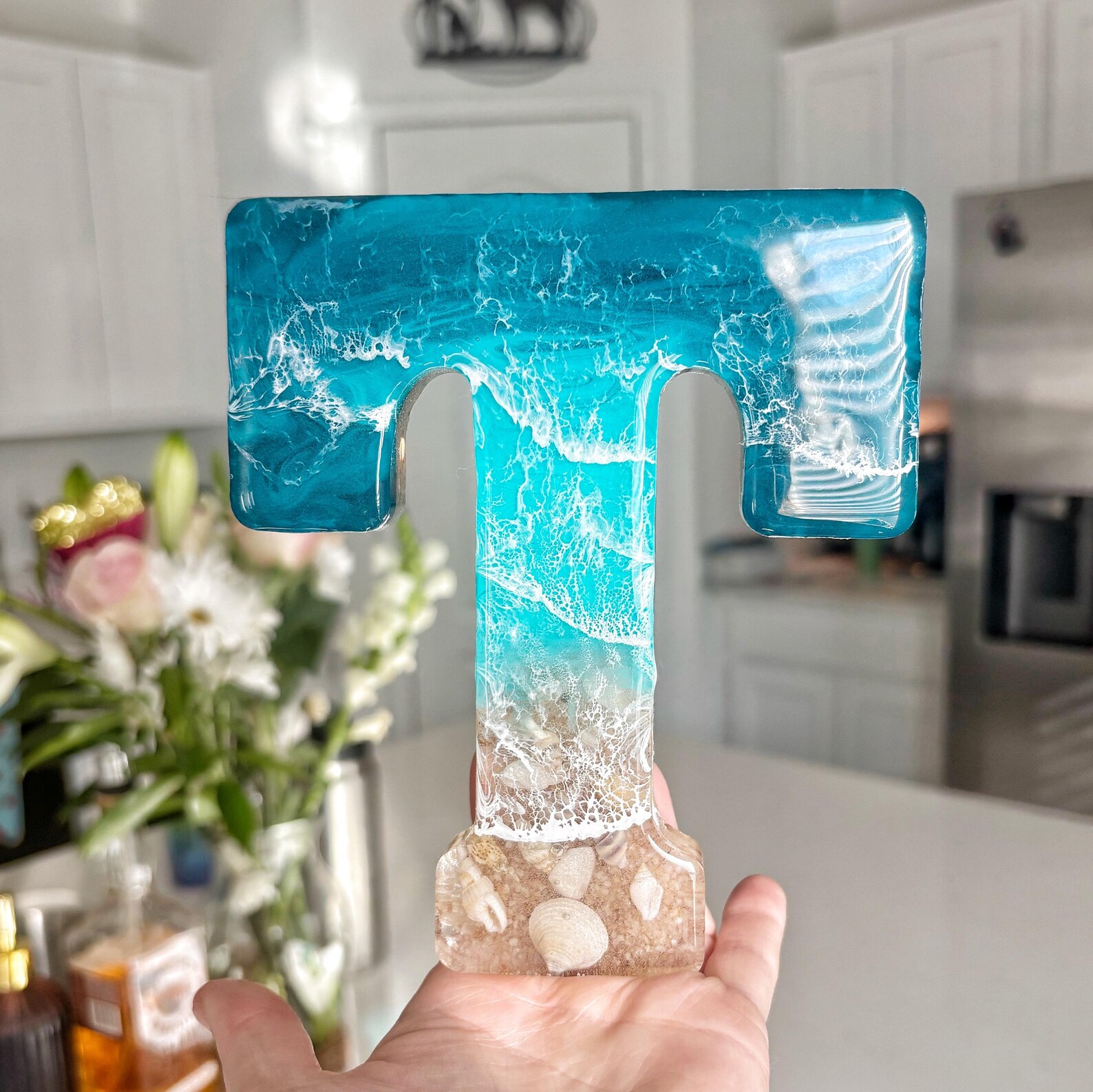 Ocean Designed Epoxy Letter | 7 Inch | Hand Crafted Coastal Epoxy ...