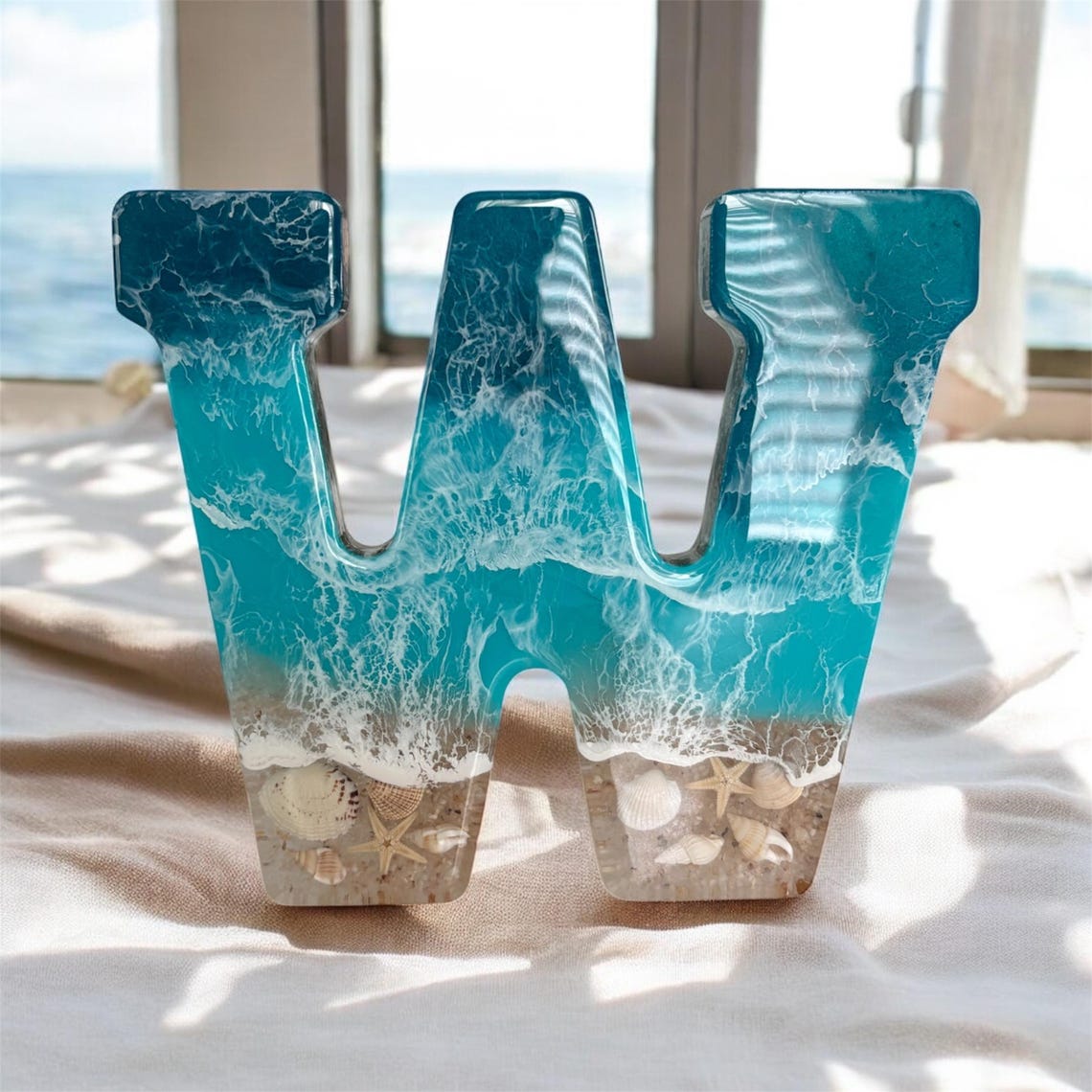 Ocean Designed Epoxy Letter | 7 Inch | Hand Crafted Coastal Epoxy ...