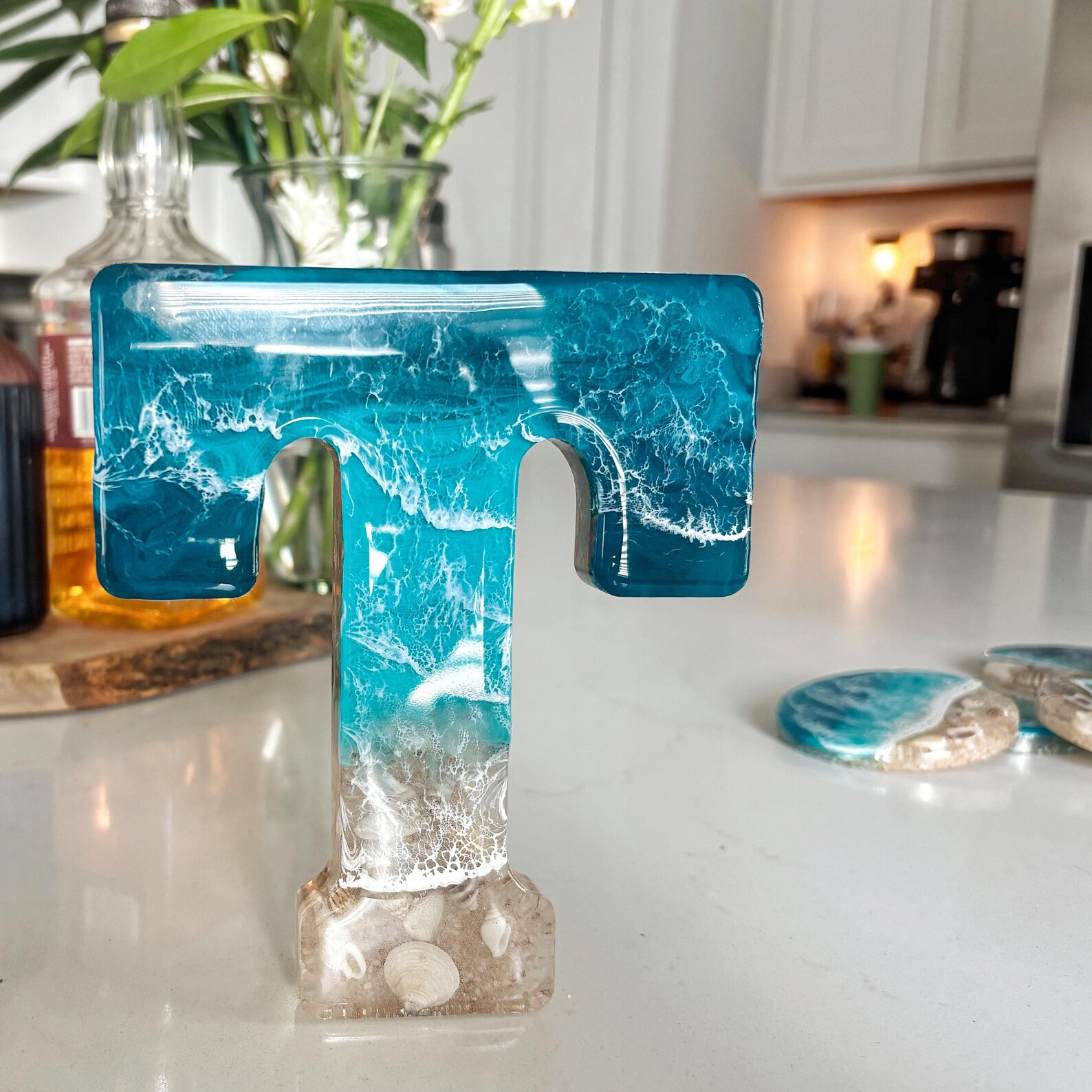 Ocean Designed Epoxy Letter | 7 Inch | Hand Crafted Coastal Epoxy ...