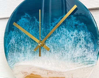 Horloge murale personnalisée au design océanique | Décoration de maison de plage | Horloge côtière