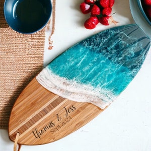 Ocean Resin Surf Board | Engraved | Serving Board | Ocean | Coastal Home | Charcuterie | Welcome Home Gift | Beach House | Grazing Board