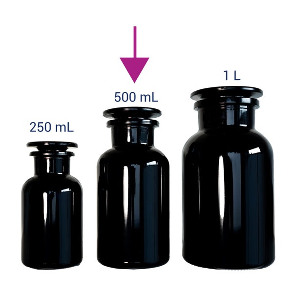 Pot d'apothicaire en verre violet | 500 ml, paquet de 2, paquet de 3