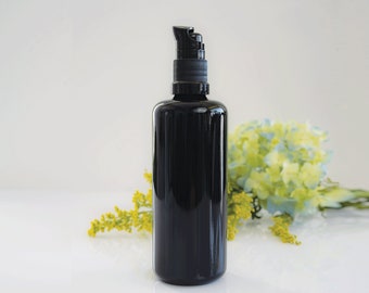 Lotion Pump Violet Glass Bottle, Glass Bottle Gel Pump dispenser, 10 ml, 30 ml, 100 ml, - High Quality Cosmetic Lotion Pump, Reusable, New
