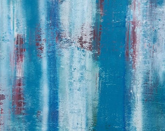 Abstraktes Bild | Abstraktes Gemälde | Original | Einzelstück | handgemaltes Bild auf Leinwand | Acryl | 80x60cm | türkis blau weiß rot
