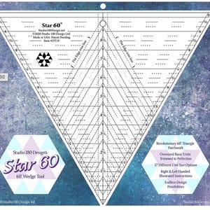 Studio 180 Star 60 Linjal | 60-graders diamanttriangel quiltverktyg