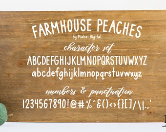 Farmhouse Peaches - Una fuente rústica hecha a mano / Descarga instantánea / Fuente Farmhouse / Fuente delgada para cortar